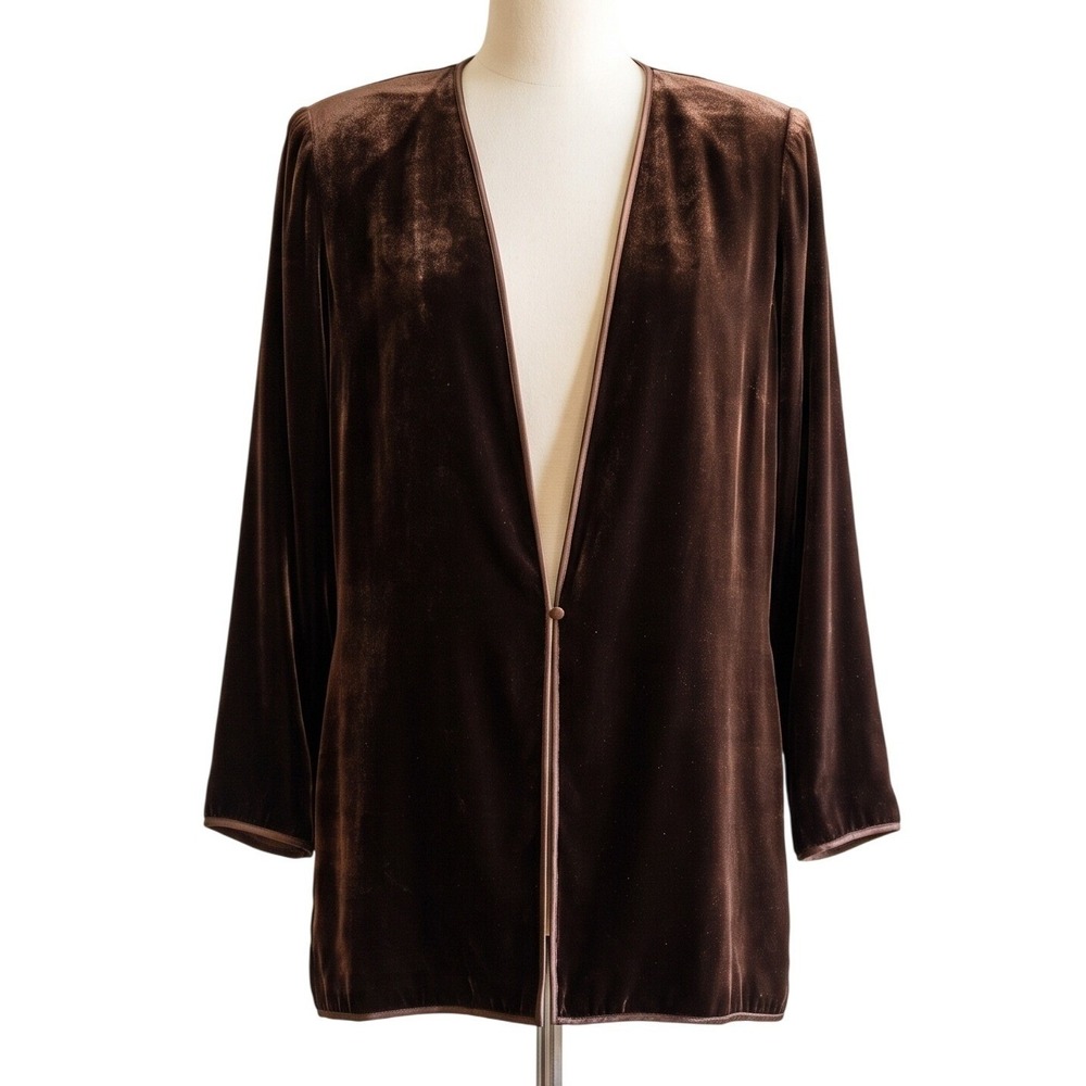 VTG Pamela Dennis BERGDORF GOODMAN Brown Silk Velvet Opera Duster Cardigan $2600